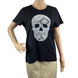 Chaser Skull Graphic Tee Black Short Sleeve T-Shirt Size S